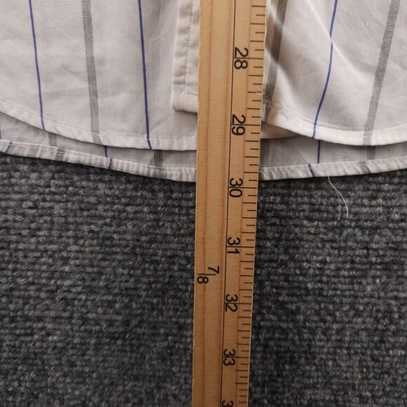 Gitman Bros Lightweight White Gray Blue Cotton Polyester Men 15.5 32 USA Striped - Picture 12 of 16